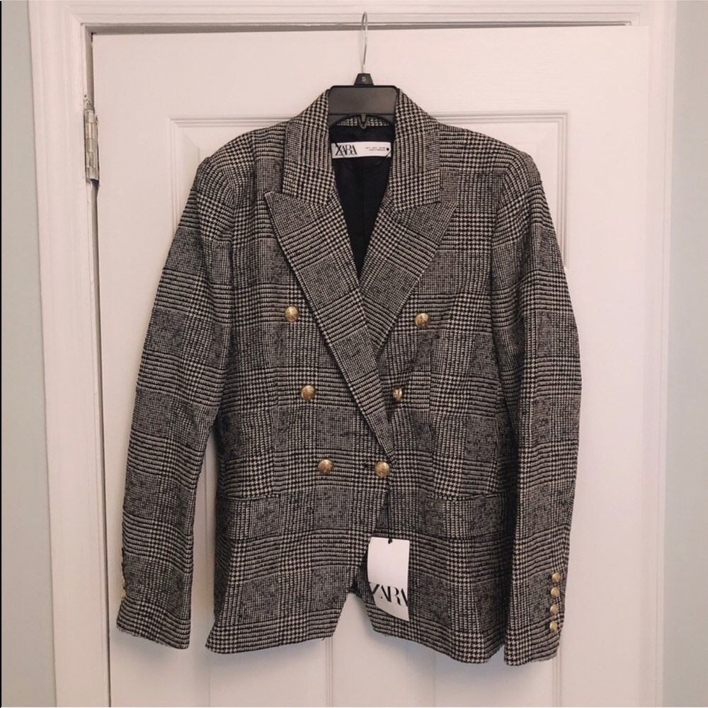 Zara plaid double breasted Jacket - Picture 7 of 9